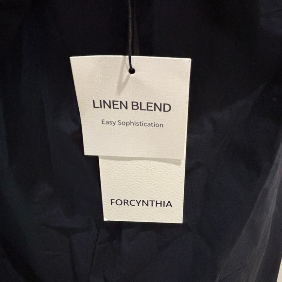 🆕 FOR CYNTHIA Navy Puff Sleeve Embroidered Hem Midi Dress - Picture 11 of 15